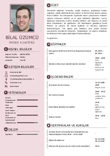Kuaför Cv Örnekleri cv indir